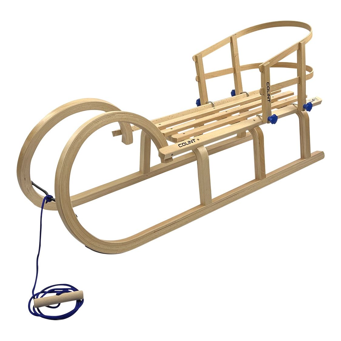 Traineau En Bois Rawstyle – 90 Cm Avec Dossier, Corde De Traction Et Patins En Acier – Luge Enfant En Hêtre Massif