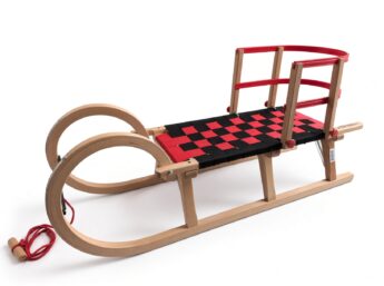 Luge à neige Traditionnelle siège en tresses 110cm avec dosseret rouge