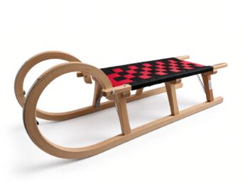 Luge à neige Traditionnelle siège en tresses 110cm avec dosseret noir – Image 3