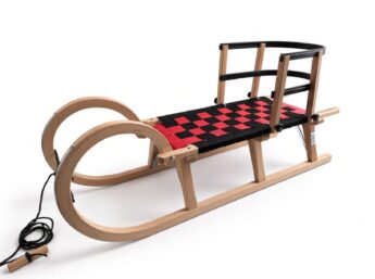 Luge à neige Traditionnelle siège en tresses 110cm avec dosseret noir